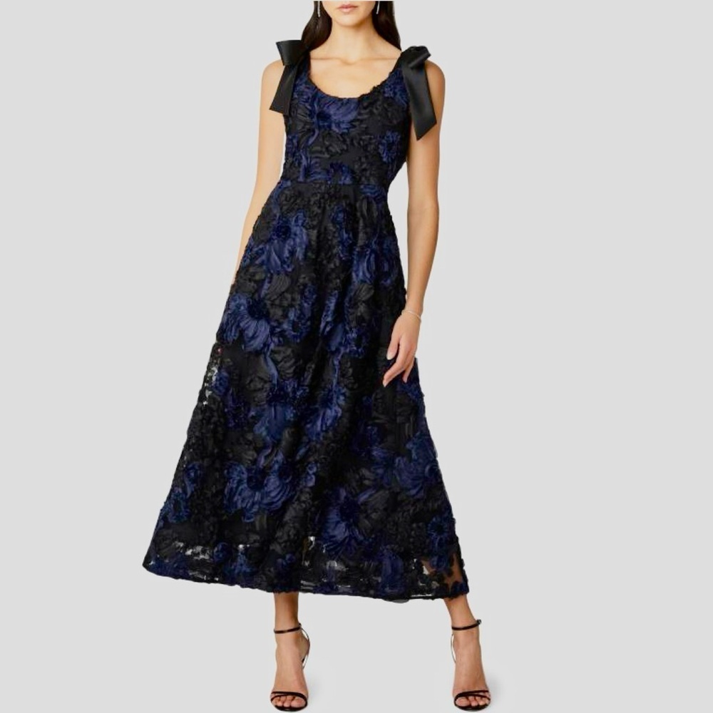 Shoshanna Dakota Women's Textured Appliqué Shoulder Bows
Cocktail Midi Dress NEW